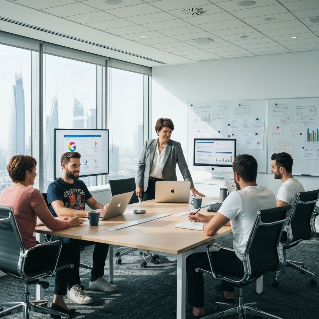 Digital marketing services in Dubai - SEO, Google Ads, social media marketing, influencer marketing agency office